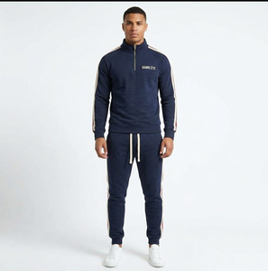 Hawk Eye Sports <b>Men's</b> Slim Fabric Fleece 300g Winter <b>Pullover</b> Hoodie Full-Length Button-Up Tracksuit Set Breathable - Product Image 1