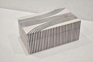 Modern Striped Wood Eco-Friendly Multifunctional Decorative Storage <b>Box</b> Curved Lid Handcrafted Jewelry Tableware Organizer - Product Image 2