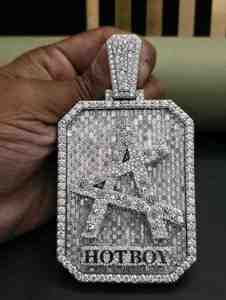 Colgante HOTBOY Personalizado con Incrustaciones de Diamantes, Acero Inoxidable, Chapado en Plata de Ley con Diamantes Cultivados en Laboratorio, 107.7 CT, Estilo Hip Hop - Product Image 5