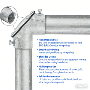 Coude de tirage pour conduit EMT homologué UL, en zinc moulé sous pression, connecteur rigide à 90 degrés, pour <span class=keywords><strong>le</strong></span> marché américain et canadien - Product Image 3