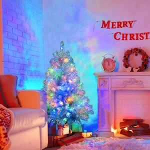 4FT Silver Pre-Lit <b>Artificial</b> Christmas <b>Tree</b> 400 <b>Branch</b> Tips 150 LED Lights Hinged Full <b>Tree</b> 11 Lighting Modes Includes Metal - Product Image 1