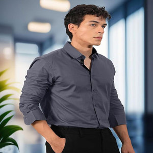 Vente en gros de chemises d'affaires formelles pour hommes personnalisées, manches longues solides pour polo, confortables, respirantes, en flanelle, anti-rides - Product Image 2