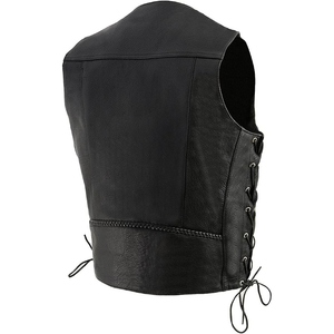 Chaleco de Cuero Vacuno Genuino Personalizado para Motociclistas, Chaleco Clásico para Club de Motocicletas con Cordones Trenzados - Product Image 6