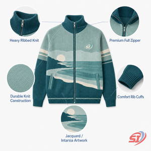Custom Ribbed Knit Jacket Full Zip Intarsia Sweater <b>Cardigan</b> Fashion Knitwear Custom Logo OEM ODM Wholesale Supplier - Product Image 3