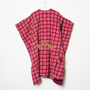 Vintage Cotton Gudri Cotton Handmade <b>Kantha</b> Quilted Kaftan Robe Boho Breathable Eco-Friendly Kaftan Dresses with Pocket - Product Image 3