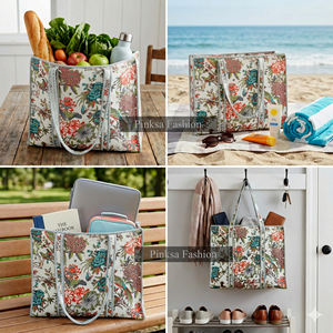 Bolsa de Mano de Algodón Acolchado con Estampado Floral de Jaipur, Hecha a Mano, de Gran Capacidad, Reutilizable, Ecológica, para Mujer - Product Image 3