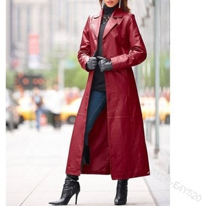 Manteau long en cuir PU pour femme, élégant pardessus imperméable en similicuir, vêtement d'extérieur tendance pour l'automne et l'hiver - Product Image 3