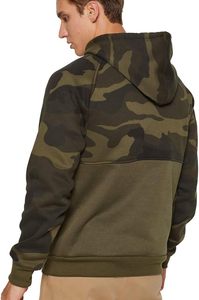 Sweat à capuche patchwork camouflage en gros - Pull raglan vert olive - Sweat-shirt polaire streetwear - Product Image 3