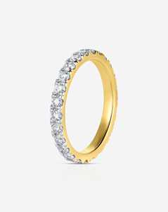 Bague de mariage personnalisée en or massif 14k 18k avec diamants de laboratoire entièrement pavés de 2,5 mm, style minimaliste et délicat, pour empilage de bagues, par le fabricant - Product Image 3