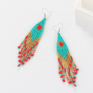 Pendientes Largos de Borlas con Cuentas Tejidas a Mano para Mujer, Joyería Moderna para Bodas y Fiestas por MD HANDICRAFTS - Product Image 2