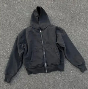 Pantalon de survêtement évasé et sweat à capuche oversize 100 % coton, personnalisés par le fabricant, effet vieilli, délavé soleil, zippé, haute qualité - Product Image 5