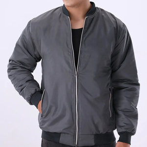 Men Classic Charcoal Grey Satin Bomber <b>Jacket</b> Zipper Up Shiny Silk Flight <b>Jacket</b> Lightweight Casual Slim Fit Outerwear Soft Coat - Product Image 3
