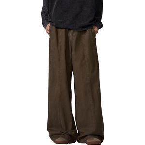 Men <b>Hip</b> Hop Style Wide Leg Baggy Jeans Casual Washed Denim Streetwear Fashion Trousers - Product Image 1