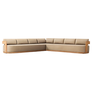 Sofá Esquinero de Teca Sólida de Lujo para Exteriores, en Forma de L, Impermeable, Ecológico, Diseño Moderno para Hotel, Conjunto de Sofás Modulares Seccionales - Product Image 6