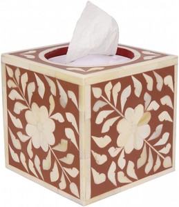 Caja de pañuelos de madera con incrustaciones de hueso, diseño ecológico, moderno, hecho a mano, de lujo, decorativo, para sala de estar u oficina, práctico. - Product Image 1