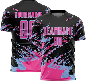 Maillot de sport d'été personnalisé pour hommes, respirant, en polyester, col en V, ensemble complet d'uniformes de football, kits de football d'été OEM pour adultes - Product Image 3