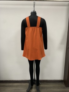 Minivestido de Gasa Naranja con Escote Cruzado y Mangas Largas, Corte Holgado, Estilo Casual para Uso Diario - Product Image 3