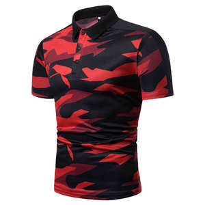 Polo de Manga Corta para Hombre, Camuflaje Rojo y Negro, Deportivo, de Secado Rápido, Tejido 100% Poliéster, Corte Regular - Product Image 3