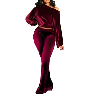 Custom Solid Casual Embroidered <b>Velvet</b> <b>Women's</b> Winter 2 Piece Tracksuit Set <b>Jogger</b> Sweat Suit - Product Image 6