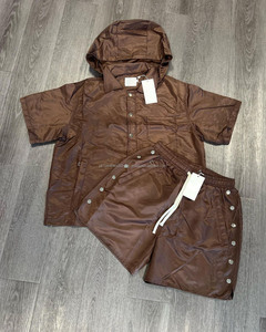 Chaqueta cortavientos de nailon de secado rápido para hombre, conjunto de pantalones cortos, chándal de pana de dos piezas con logotipo personalizado, trajes de cintura media - Product Image 2