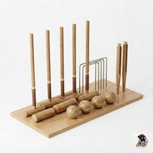 Ensemble complet de jeu de croquet pour jardin, équipement de loisirs de plein air, accessoires en bois de qualité supérieure, collection de divertissement familial - Product Image 3
