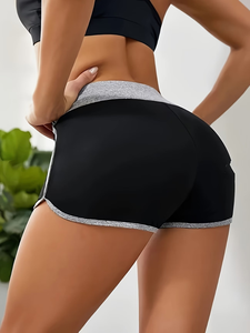Women's High Waist Black Knitted 95% Cotton Customize Brand Elastic Waist Regular Fit Breathable Sporty Shorts Made Bangladesh - Product Image 5