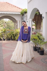 New trendy elegant navratri style fully stitched rayon <b>chaniya</b> <b>choli</b> with mirror work perfect for adults - Product Image 2