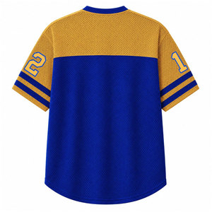 T-shirt décontracté respirant à col en V et manches courtes pour femme, motif color block bleu et doré, en maille jersey, de la sororité Sigma Gamma Rho - Product Image 3