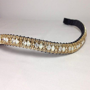 Banda de cristal de lujo para cejas, Topacio ahumado claro, melocotón y Capri, color dorado, negro, inglés, de cuero, en todos los tamaños - Product Image 2