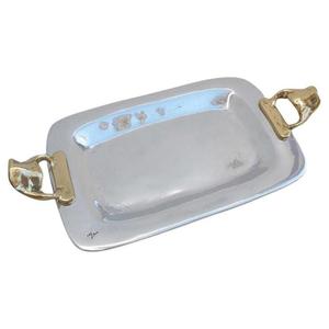 Aluminium Decorative <b>Trays</b> With Luxury Handles Commercial Use Food Serving <b>Trays</b> For Restaurant Hotel Supplies - Product Image 1