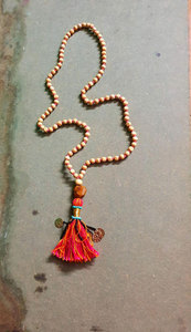 Handmade Wooden Beaded Tassel <b>Necklace</b> Colorful Multi Tassel Boho <b>Statement</b> Healing Jewelry Gift - Product Image 3