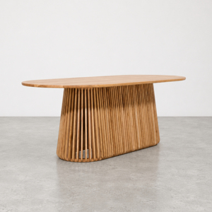 Modern Luxury Solid Wood <b>Round</b> <b>Dining</b> <b>Table</b> <b>Set</b> 6 Seater Indonesia Jepara Teak Furniture Comedor Redondo de 6 Sillas - Elok - Product Image 1