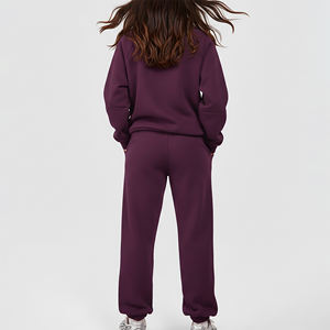 Ensemble sweat-shirt à quart de zip et jogging ample en molleton 100% coton, prix de gros abordable, avec logo brodé personnalisé - Product Image 6