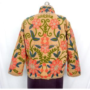 Veste Courte Décontractée pour Femme, Broderie Florale Boutonnée, Faite Main, Écologique, Style Plage, Doublure Hiver en Coton - Product Image 5