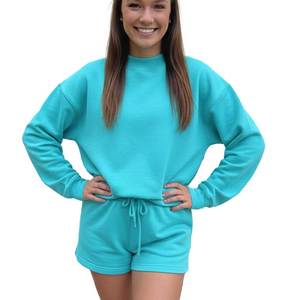 Sudadera OEM de cuello simulado para mujer, de punto grueso, con estampado Tie Dye, informal, para invierno y otoño, con logo frontal bordado, de alta calidad. - Product Image 3