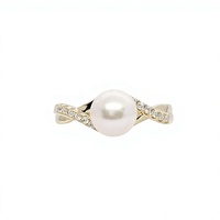 Bague de fiançailles classique en or blanc 18 carats avec perle d'eau douce AA de 0,1 ct (7 mm) micro-incrustée, plaqué or, 2,05 g, pour femme, anniversaire, mariage