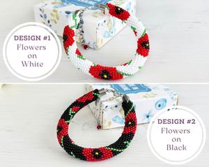 Pulsera Ajustable de Plata de Ley con Cuentas de Semillas de Flores Rojas, Joyería con Flores de Cuentas, Regalo de Aniversario para Mujer - Product Image 2