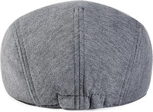 Casquette plate unisexe en laine, style vintage, 5 panneaux, gris uni, ajustée, pour adultes, usage décontracté, toutes saisons - Product Image 4