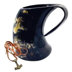 Jarra de Cerveza Nórdica Vikinga con Cuerno de Guerrero, Hecha a Mano con Cuerno de Ganado Auténtico - Product Image 4