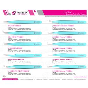 Pince à épiler japonaise en acier inoxydable pour extension de cils droite courbée pointue disponible dans toutes les couleurs pour le type de pointe de volume - Product Image 6