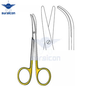 กรรไกรผ่าตัด Fomon ขนาด 11.5 ซม. / 4-1/2 นิ้ว แบบโค้ง สีทอง TC ผลิตจากเหล็กกล้าไร้สนิมคุณภาพสูง สำหรับการตัดที่แม่นยำ - Product Image 2