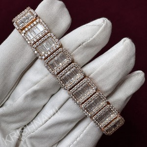 Pulsera de tenis de oro rosa de 10K con diamantes VVS de 13mm, estilo hip hop, joyería de lujo con incrustaciones brillantes, regalo para hombres y mujeres, corte cojín - Product Image 1
