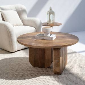 Table basse ronde en bois Vandana Astra Solace avec pieds croisés pour un décor de salon moderne - Product Image 5
