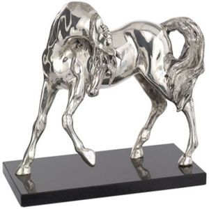 Escultura de caballo de aluminio fundido de diseño, elegante figura metálica de estallión, decoración para interiores refinados. - Product Image 1