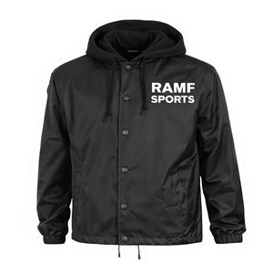 Chaqueta Impermeable de Nailon Ligera y Transpirable con Cierre de Botones Grandes, Personalizable con Logotipo, Chaqueta Deportiva Negra Lisa - Product Image 1