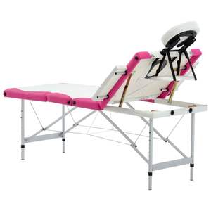 Table de massage pliable en aluminium à 4 zones, couleur blanc et rose - Product Image 6