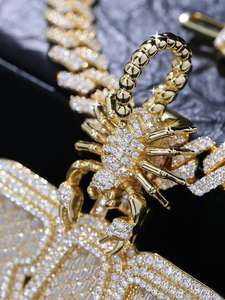 Colgante grueso con incrustaciones de circonitas, de plata 925, estilo Hip Hop, bicolor, de lujo, con inicial de letra y nombre, joyería para hombre. - Product Image 6