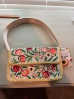 Pochette pliable personnalisée brodée de perles, style bohème, citron, vintage, portable, à bandoulière unique, style bohème, légère pour femme