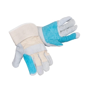Guantes de Trabajo de Cuero Vacuno Reforzado, Certificación CE, Dorso de Algodón Perforado, Puño de Seguridad Reforzado, Duraderos, para Construcción Industrial - Product Image 2