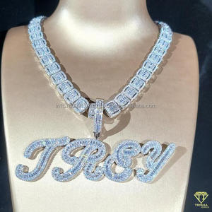 Collier pendentif de luxe en moissanite et diamant « Ashley » en argent, bijoux hip-hop, vente en gros - Product Image 4